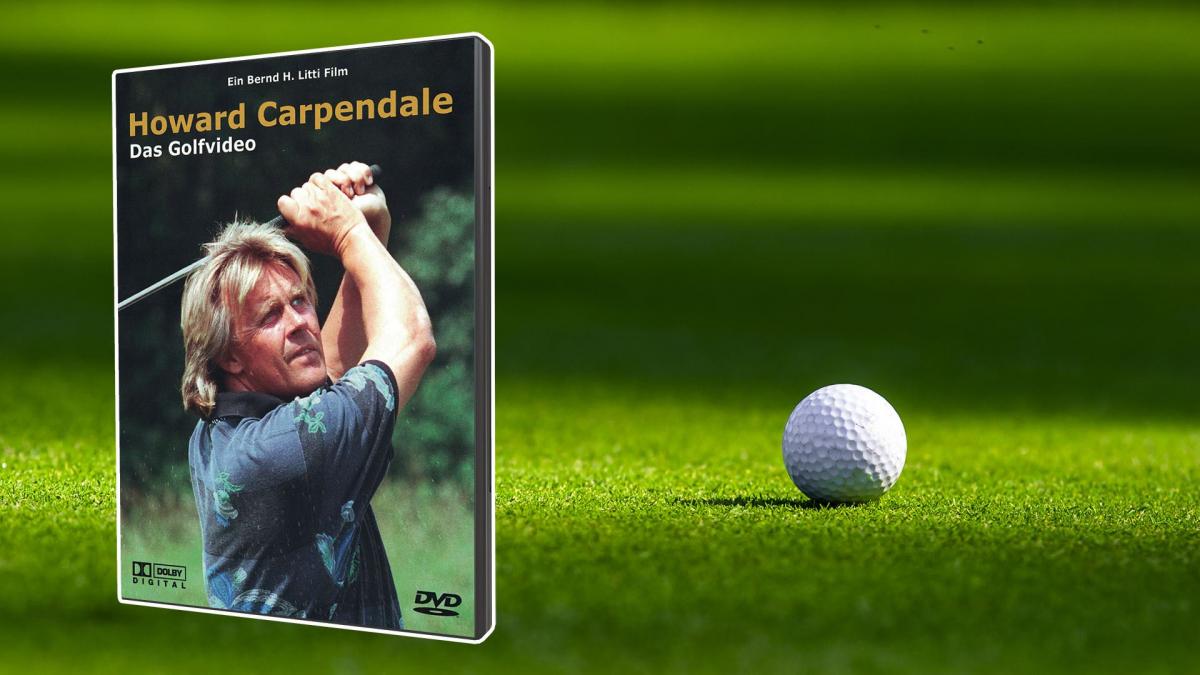 DVD-Cover zu Howard Carpendale Das Golfvideo neben einem Golfball auf grünem Rasen